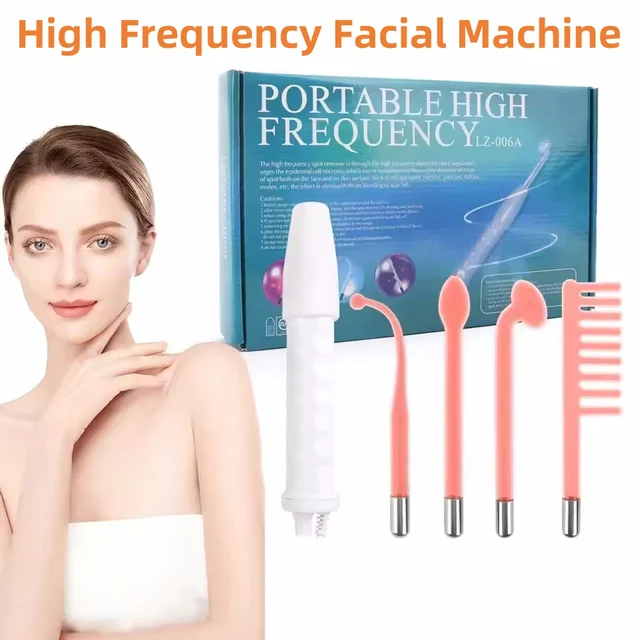 Machine faciale haute fréquence 4 en 1, électrique portative pour le visage, outils de beauté de la peau, baguette néon Portable, baguette de thérapie de traitement de l'acné