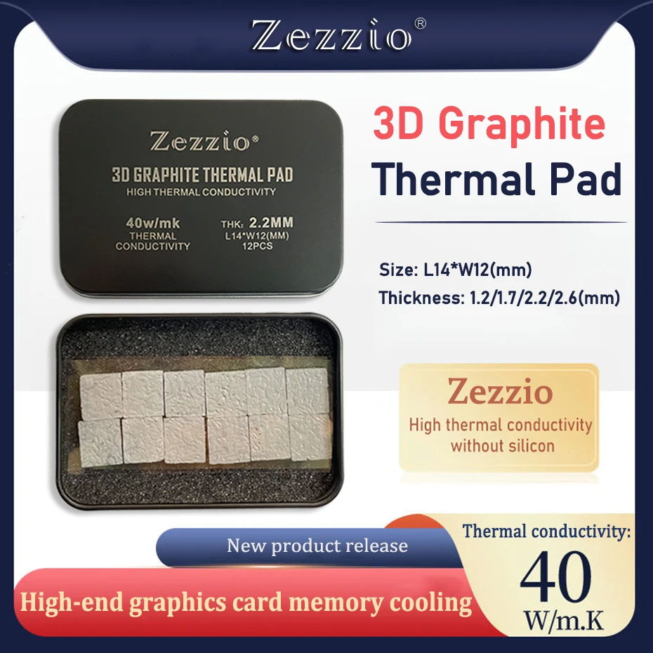 Фото Zezzio 3D графитовая термопрокладка 40 Вт/mk IC графитовая охлаждающая 3090/3080 память термосиликоновая смазка для GDDR6X VRAM №1