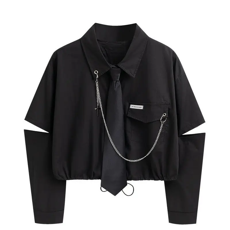 Camicia da donna Y2k peplo a sbuffo a maniche corte con lacci e fiocco cravatta aperta sul davanti orlo con volant camicette top streetwear, 18417 Verde Chiaro, S