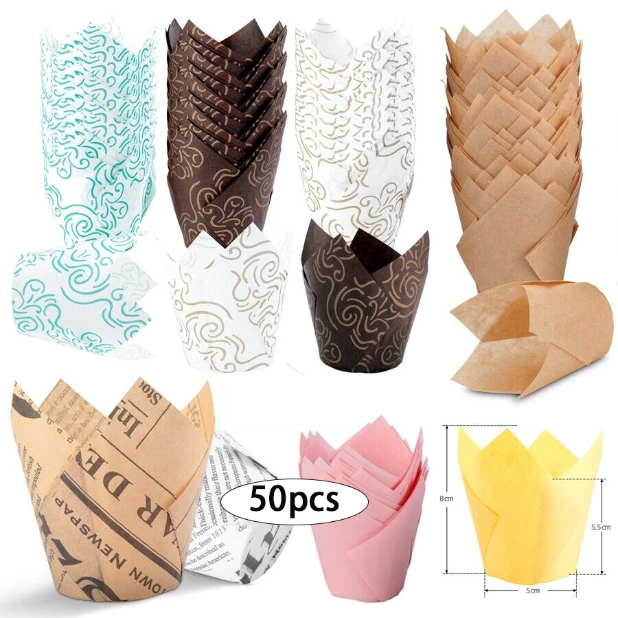 50pcs-Jornal-Estilo-Cupcake-Muffin-Liner-Baking-Oil-Proof-Cup-Casamento ...