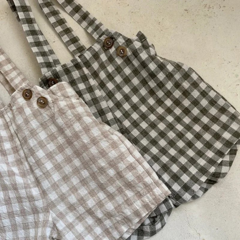 Infant Boy Fashion Plaid Overalls Toddler Girl All-match Sling Shorts Baby Summer Thin Simple Cotton Linen Short Pants cotton shorts casual shorts