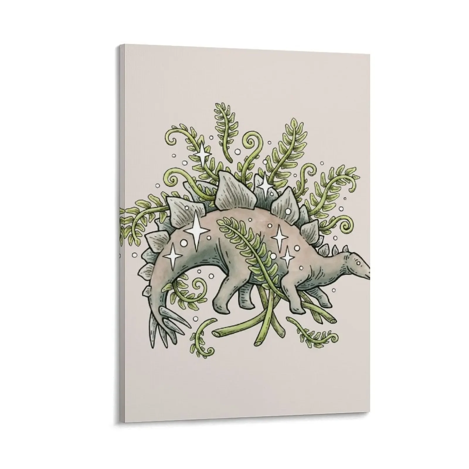 

Stegosaurus & Ferns Dinosaur Botanical Art Canvas Painting Picture on the wall home decor wall decor Decor for room