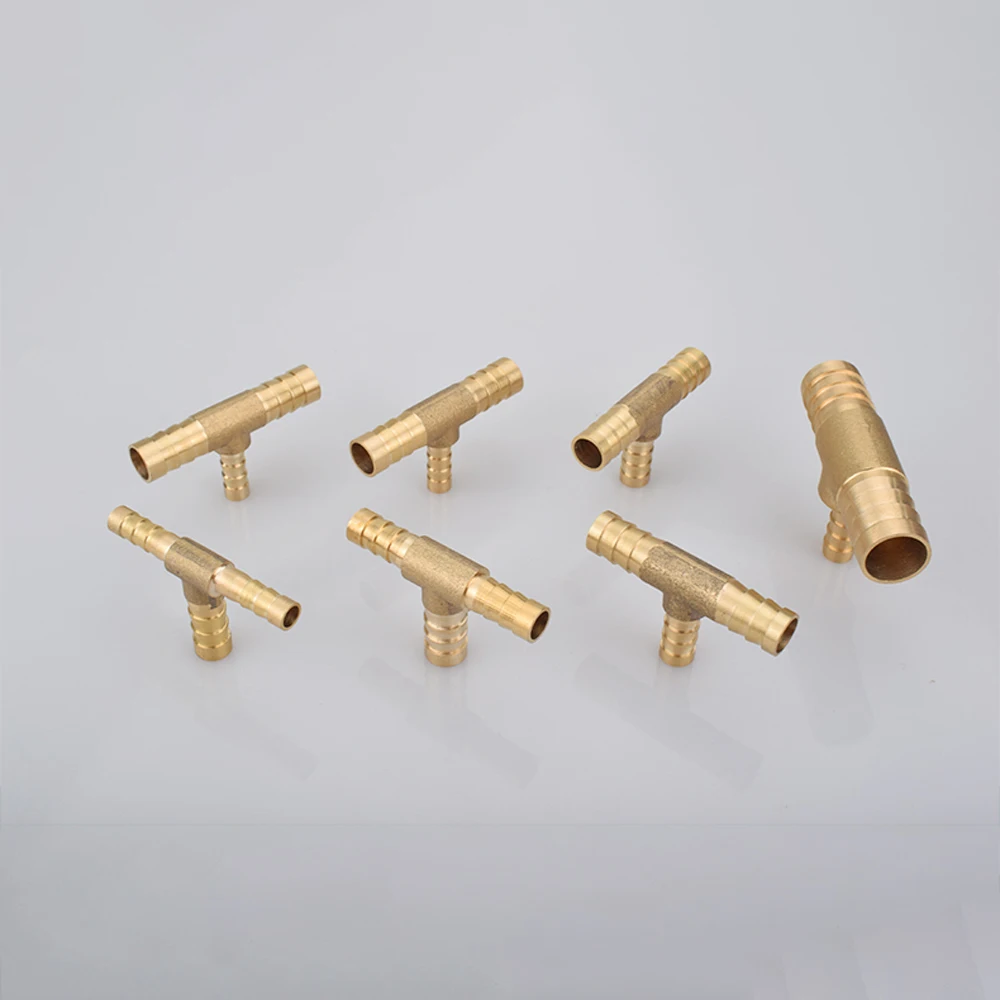 Hose Barb Tail Tee 4/6/8/10/12/14/16/19/25mm 3 Ways Reudcing Brass Pipe Fitting Splitter Coupler Adapter Connector Water Gas Oil