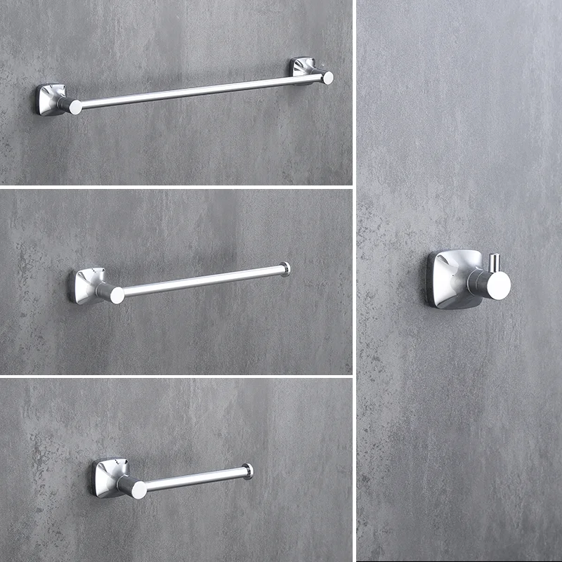 Brushed Gold Bathroom Accessories Set Wall Mount Hand Towel Bar Rack Toilet Roll Paper Holder Robe Hook Hanger 4 Piece Set