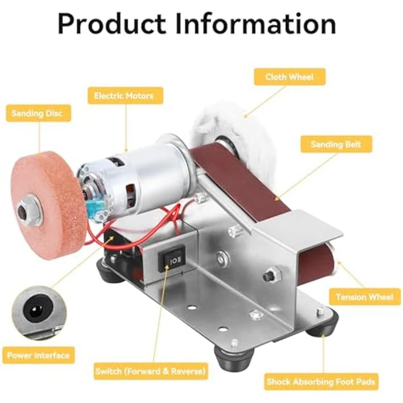 BHBD-Mini Belt Sander-Power Belt Sanders,Small Bench Sander Machine,7 Gear Adjustable Speed Electric Sander