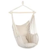 Distinctive Cotton Canvas Hanging Rope Chair With Pillows Beige Garden Furniture 6
