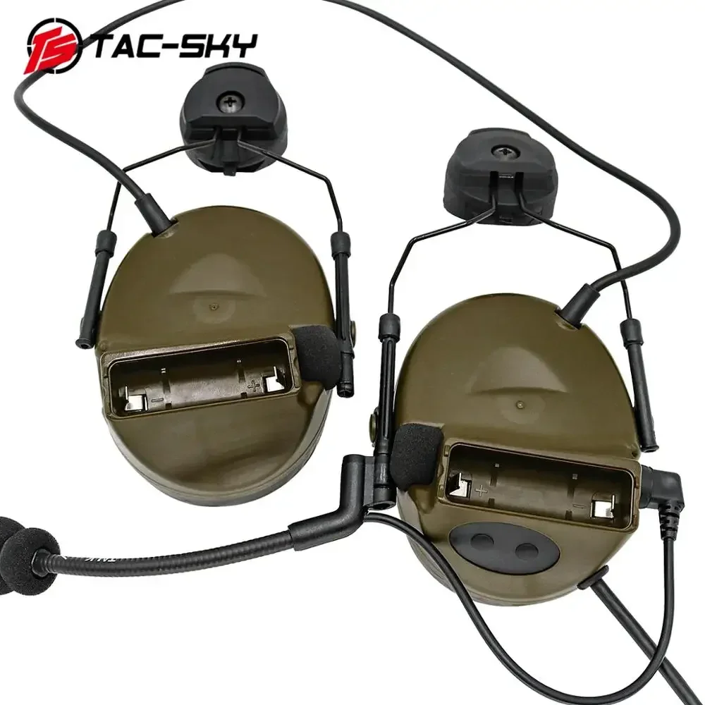 TAC -SKY TSC2 헤드셋(ARC 레일 어댑터 포함) Airsoft 슈팅 헤드폰 Heari Protection Airsoft 스포츠용 전술 헤드셋