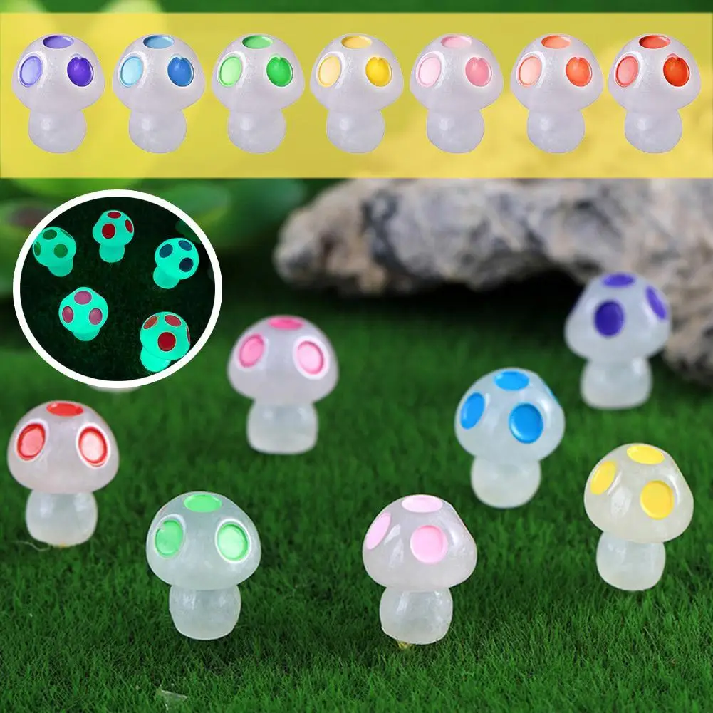 

10 Pcs Mini Luminous Mushroom Home Decor Moss Landscape Ornaments Glowing Potted Ornament Miniature Gardening Fairy Garden Decor