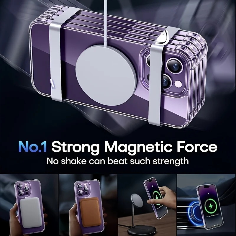 Clear Phone Case with Screen Protector for Magnetic Wireless Charging