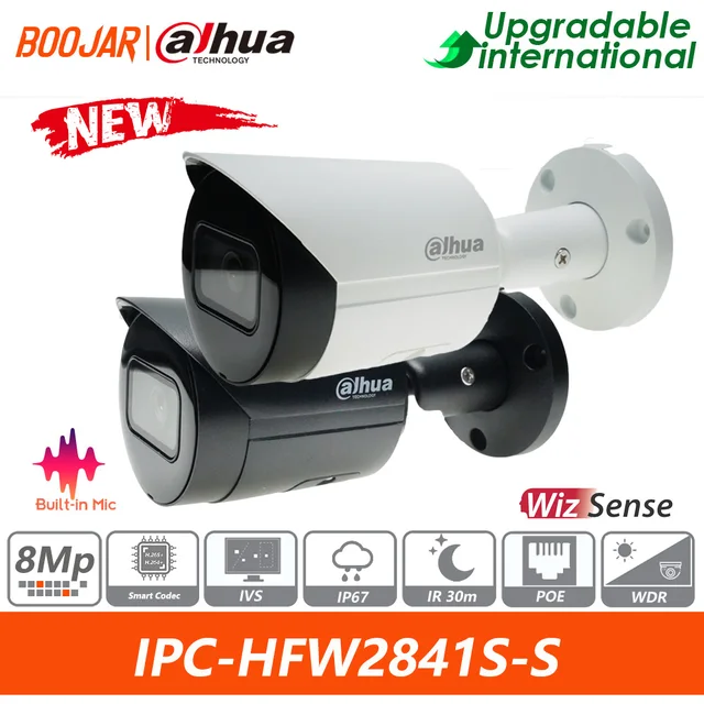 Dahua Original IPC-HFW2841S-S 8MP IR Fixed-focal Bullet WizSense Network Camera Support  VehicleAnd Human Detection Built In MIC 1