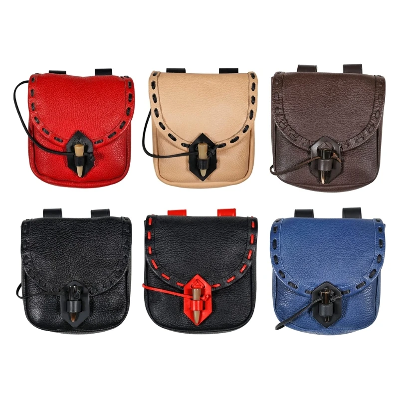 

Sewing Waist Bag Fashion Shoulder Bag Vintage Coin Purse Belt Small Pouch Large Capacity Cow Horn Buckle Handbag G99D