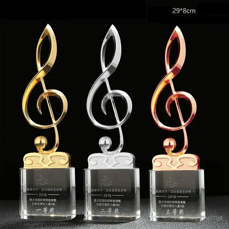 Customized Singing Competition Host Microphone Trophy Lettering Home Living Room Decor Award Notes, Metallic Crystal Trophy, 1Pc