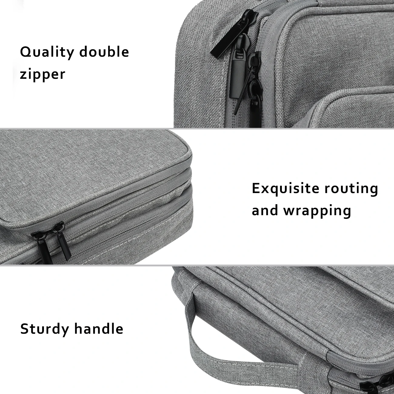 Triple Layer Electronic Accessories Organizer, Waterproof Storage Bag with Cable and Gadget Pouch