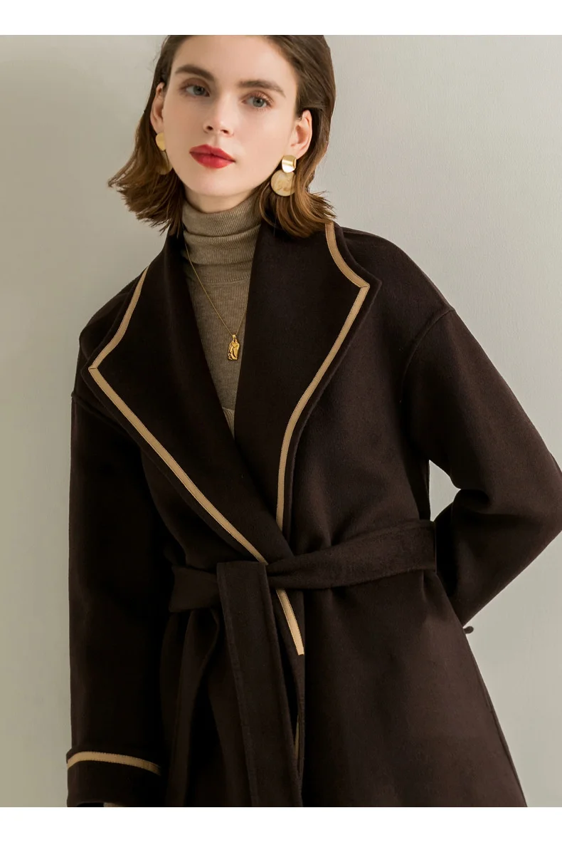 Long term stock high count double-sided cashmere coat medium long 2021 new autumn and winter wool coat women puffer coat women