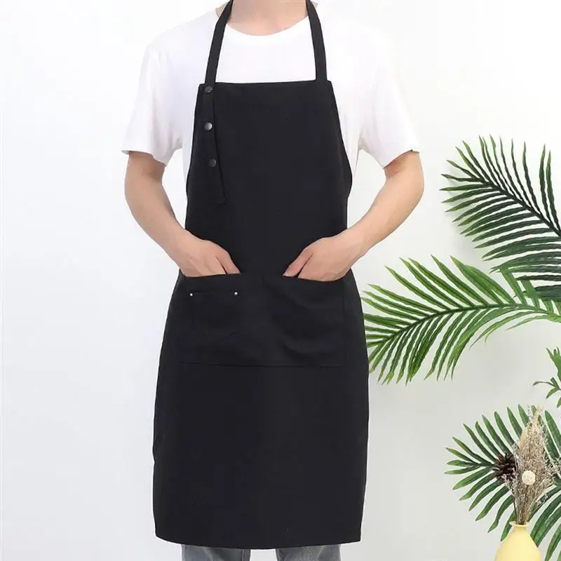 

Simple Black Work Cooking Baking Aprons Adjustable Sleeveless Apron Stripe Bib With Pockets Halter Bib Home Kitchen Restaurant