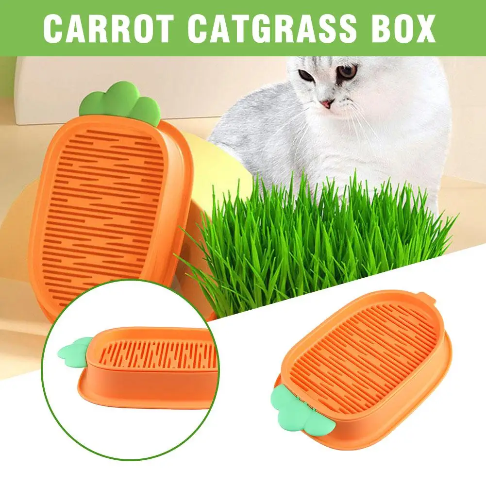 1pcs Seedling Tray Soilless Cat Plant Pot Grass Planter Catnip Hydroponic Nursery Products Carrot Cat Convenient Shaped Use E6I9 creative seedling tray soilless cat plant pot carrot catgrass box for home grass planter hydroponic catnip nursery accessory