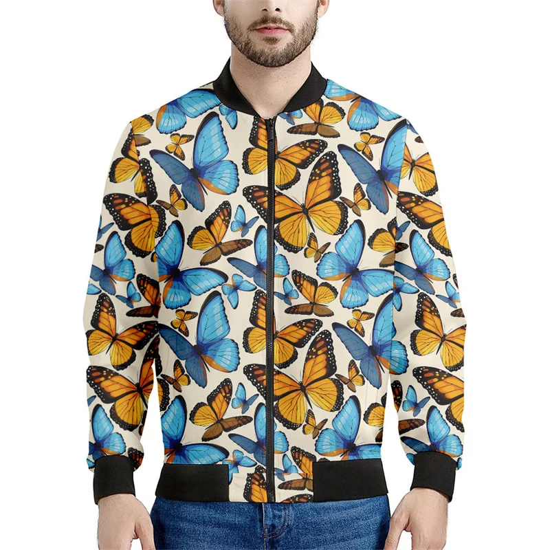 thumbnail image 1 of Chaquetas con estampado 3D de mariposas e insectos de colores para hombre, ropa holgada, sudadera informal, chaqueta bomber con cremallera, ropa de calle, abrigo, 1 of 4
