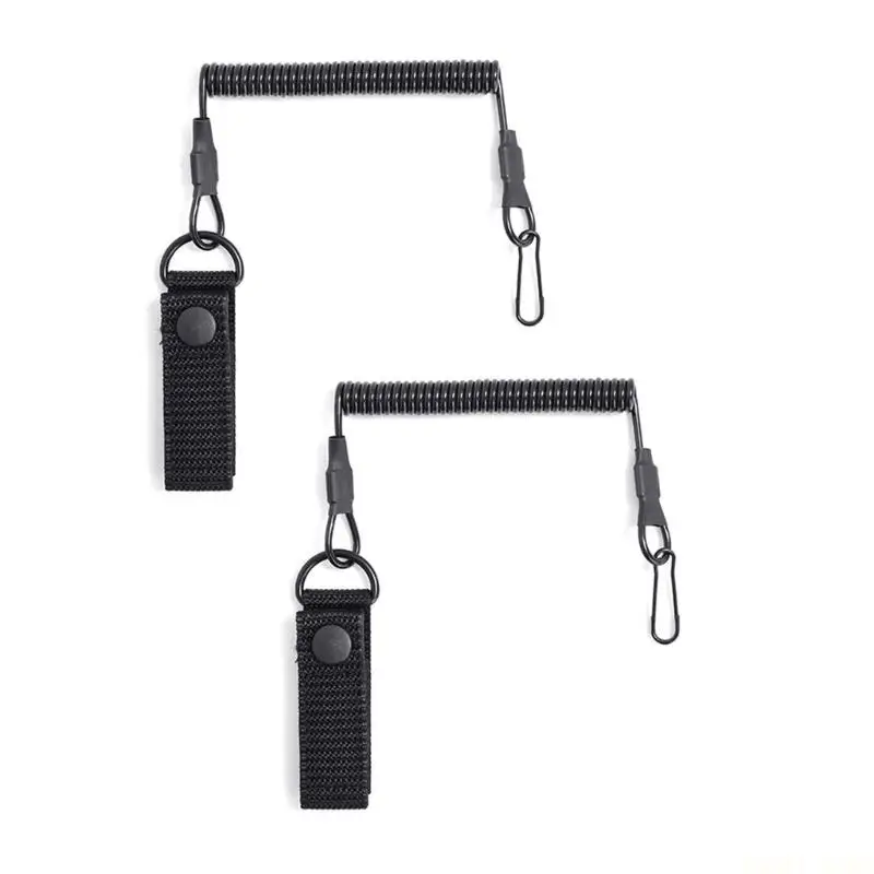 U2JB 2Pcs 나일론 전술 매는 밧줄 보안 스프링 매는 밧줄 코일 매는 밧줄 캠핑, 등산을위한 분실 방지 개폐식 슬링 키 체인