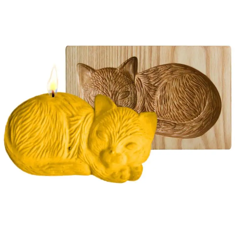 

Wooden Animal Cookie Molds 3D Cat Shaped Carved Craft Cookie Cutter Suitable For Halloween Thanksgiving Christmas Kitchen DIY