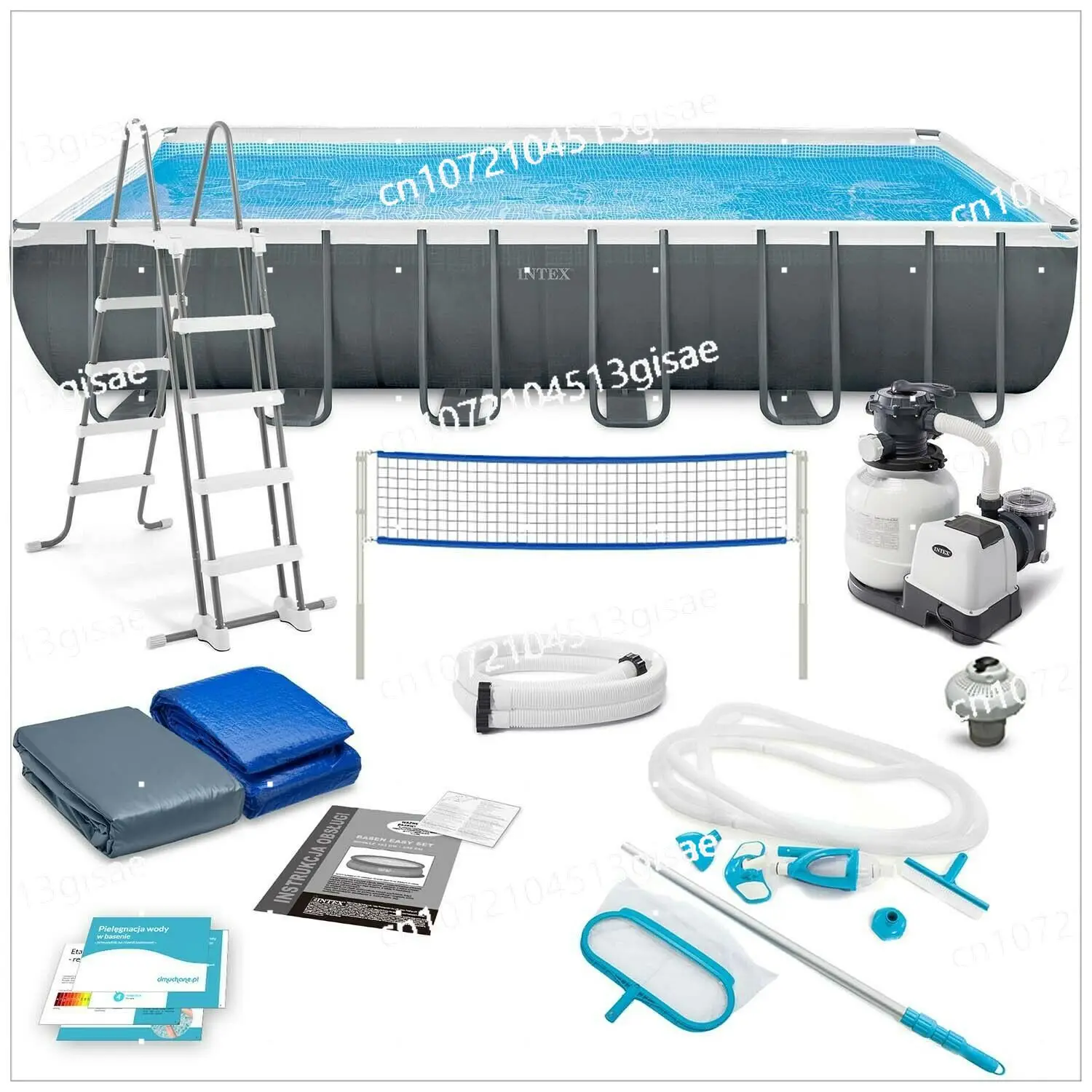 INTEX-marco Rectangular Grande Sobre El Suelo, 26364x7,32x3,66 M, Ropa De Buceo De Acero, Piscina Y Accesorios Incluidos, 1,32