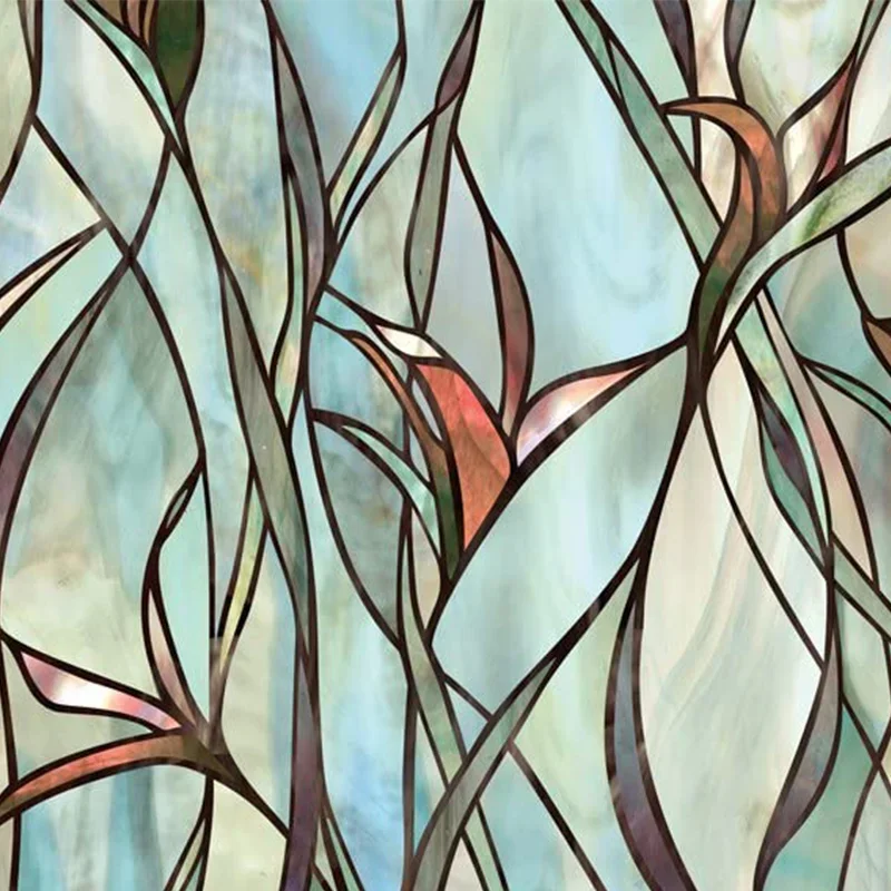 Window Privacy Film Green LeafyPattern Window Film vinyl for Glass Windows