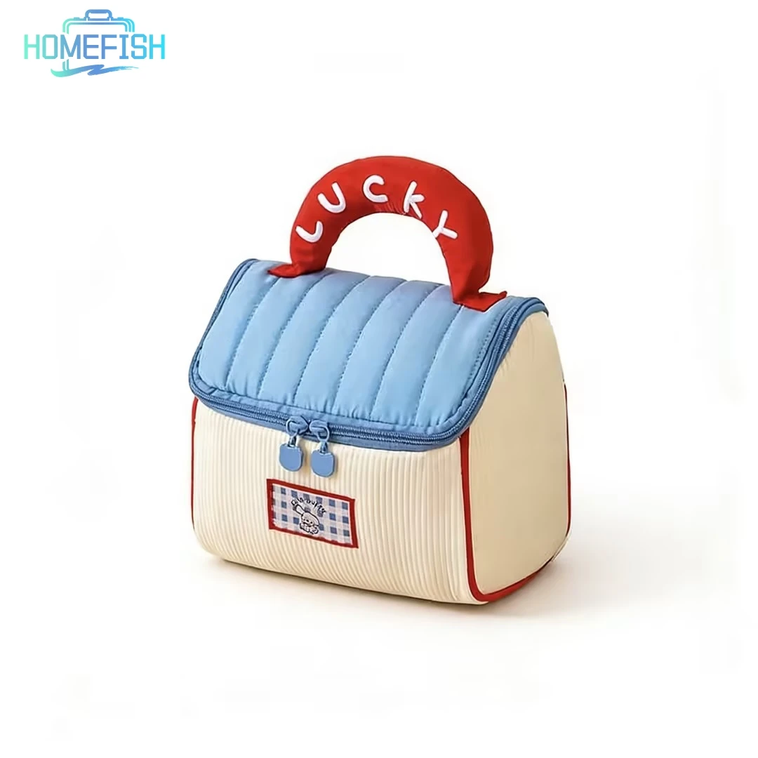 홈피쉬 귀여운 만화 패턴 휴대용 여행용 화장품 가방, 정리 및 보관을 위한 독특한 디자인