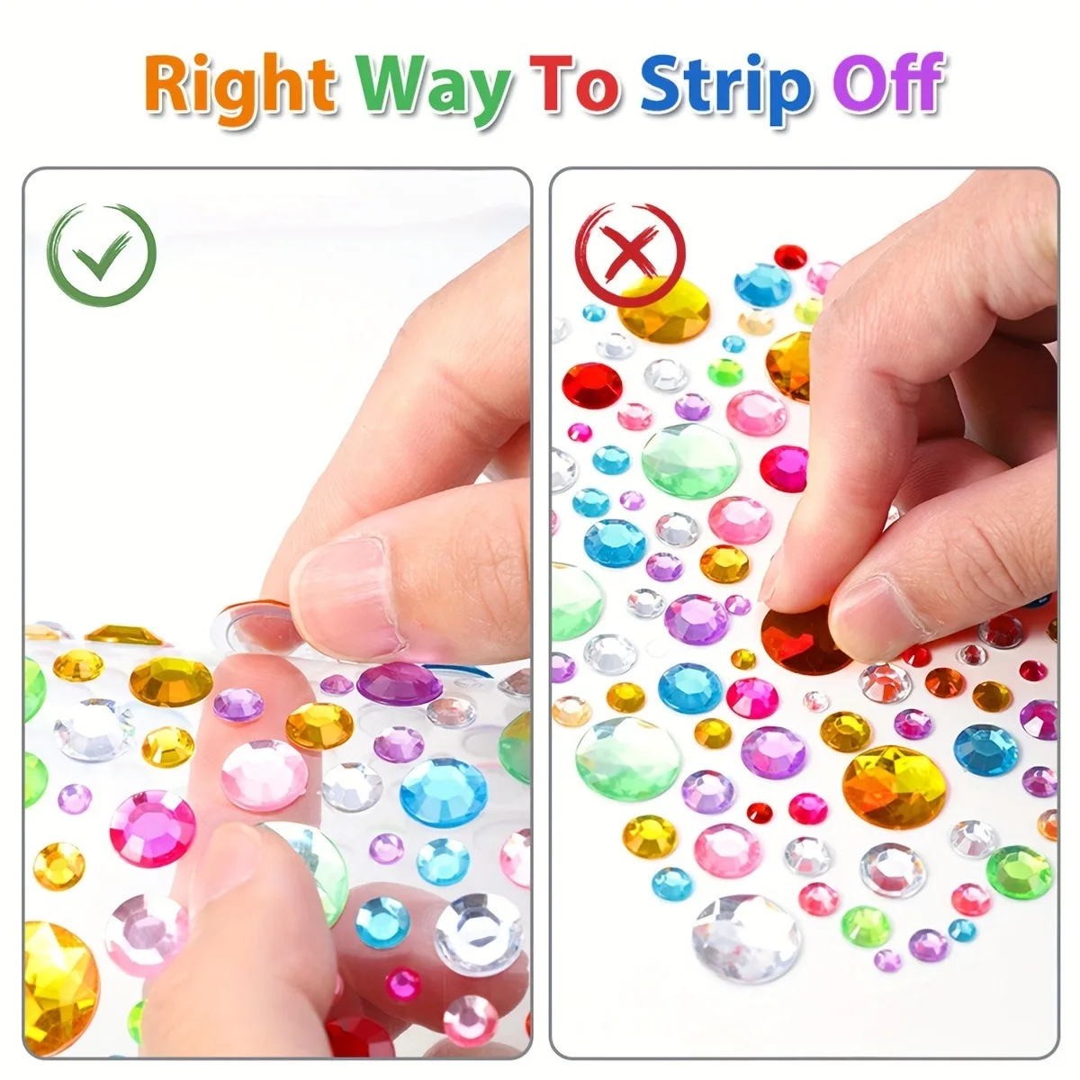 Selbstklebende Strass-DIY-Aufkleber – bunte Acryl-Edelstein-Glitzer-Aufkleber, multifunktionale wiederverwendbare Bastelaufkleber – Detail 6