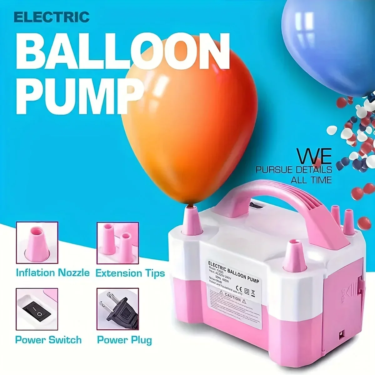 1pc - Electric balloon pump, balloon blowing machine, inflation pump, double hole automatic inflation machine, balloon filling