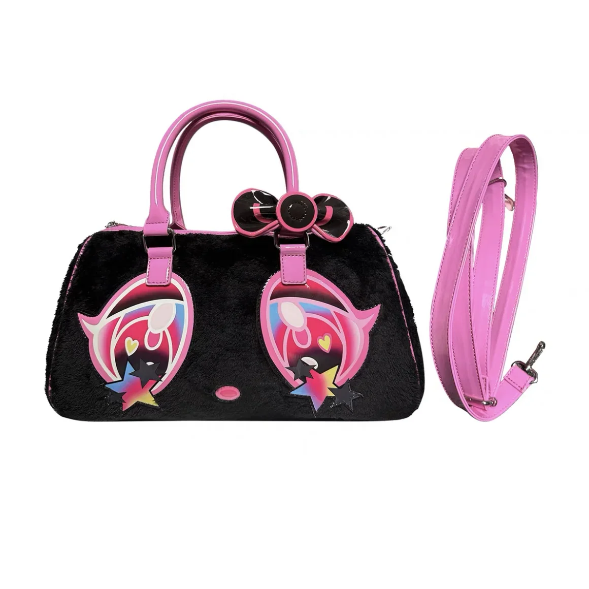 2025 New Arrive Cartoon Large Capacity Top-Handle Bags Women's Handbags Girls Anime Cartoon Black Pink Two Colo Tote Bag 6