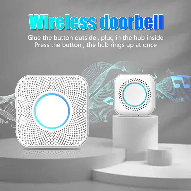 Wireless Doorbell Tuya App Intelligent Home Welcome Doorbell Waterproof Button LED Light 433MHz Security Alarm Smart Doorbell