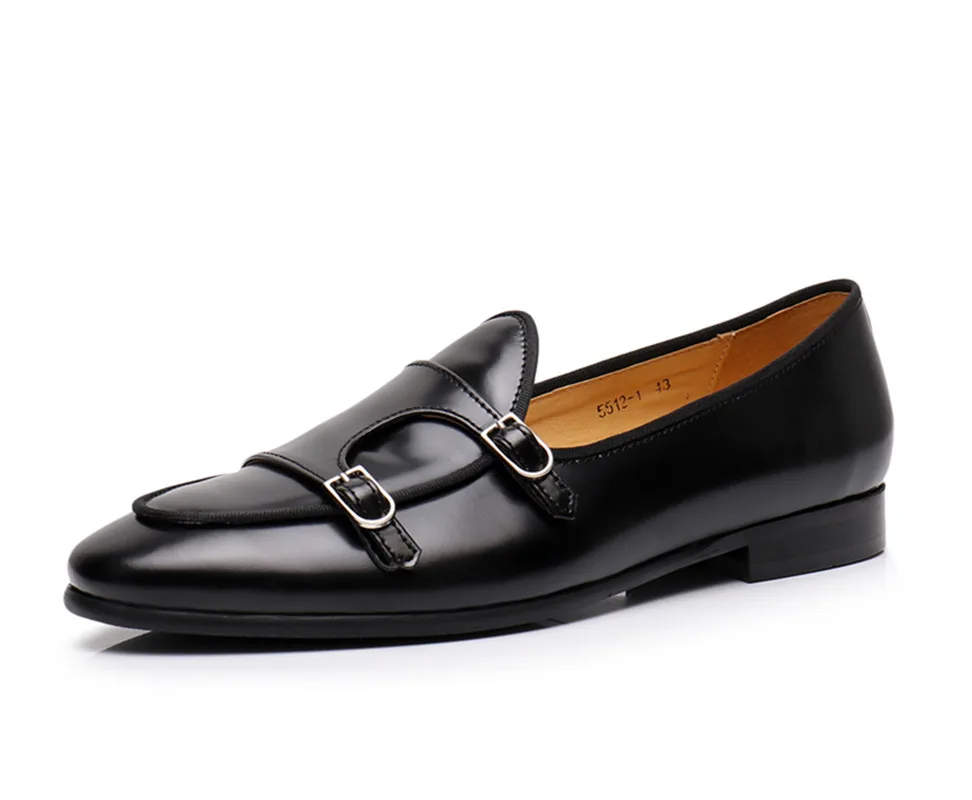 

New Men Dress Shoes Slip On Formal Double Monk Buckle Straps Business Wedding Brogues Shoes for Man Zapatos Hombre Size 38-47