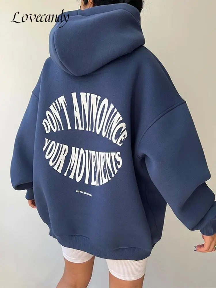 

Solid Hooded Letter Print Sweatshirt For Women Fashion Long Sleeve Pocket Quilted Spliced Pullover Casual Highstreet Outerwear