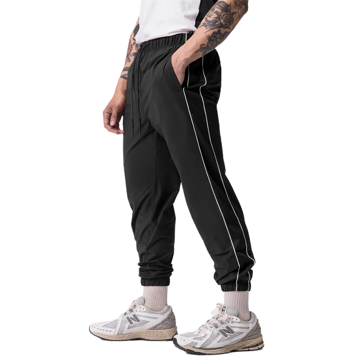 

Black Loose Casual Pants Men Joggers Gym Fitness Sweatpants Running Sports Quick Dry Trousers Male Training Sportswear Bottoms