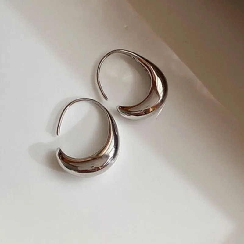 Silver Color Geometric C Shape Stud Earrings for Women French Trendy Gold Plated Prevent Allergy Earring Party Jewelry