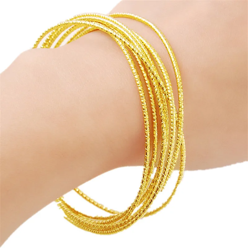 24k Real Gold Bracelet Multi Circle Gold Bracelet Electroplating Gold
