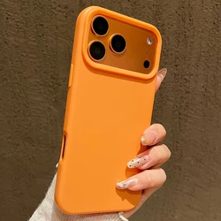 Vibrant Silicone Shockproof Phone Case - Matte Soft TPU Bumper Cover - iPhone 17 Pro (Orange)