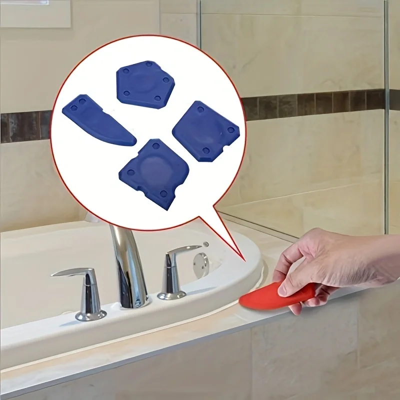 4-Piece Silicone Caulking Tool Set - Versatile, Easy Clean-up, & Professional Sealant Spreading 6