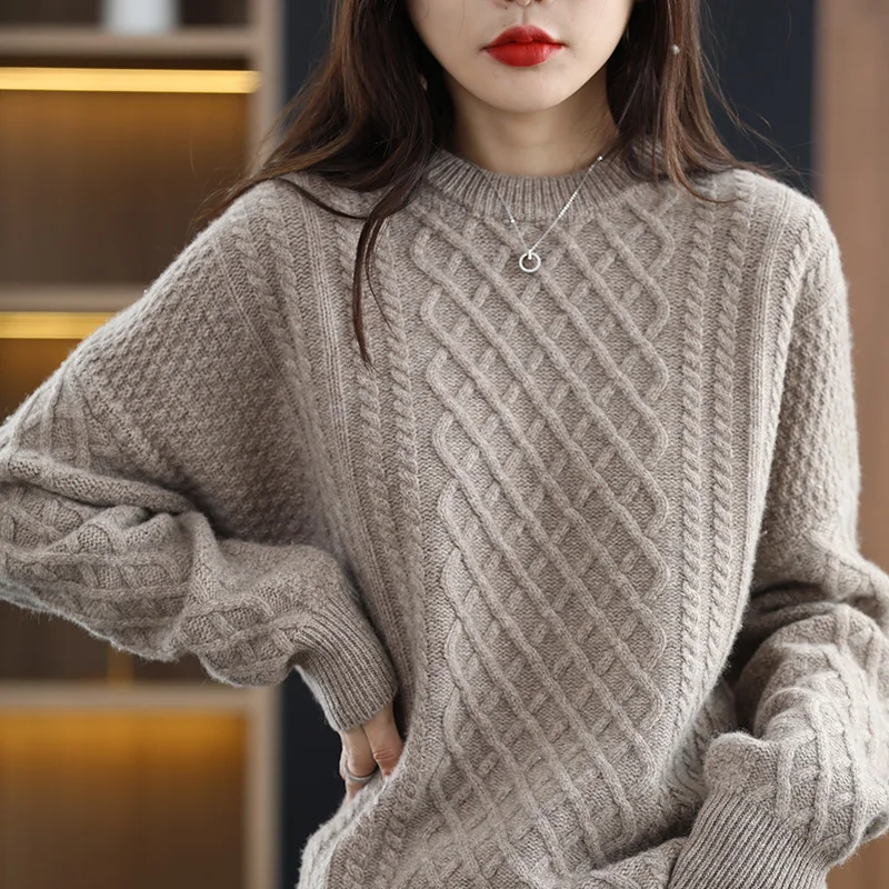 high-quality-autumn-winter-100-merino-wool-thickened-pullover-sweater-for-women-o-neck-loose-cashmere-knitwear-female-clothing