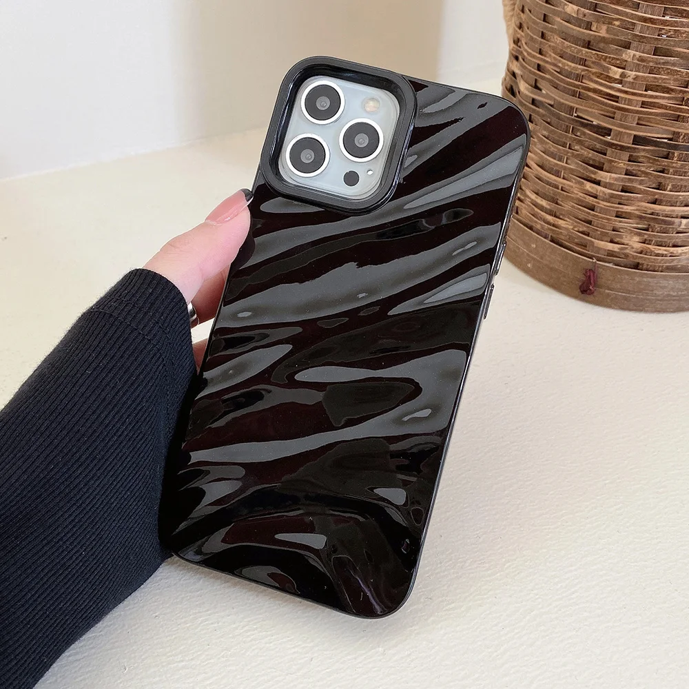 Wavy Pattern Candy Color Soft Shockproof Phone Case Cover