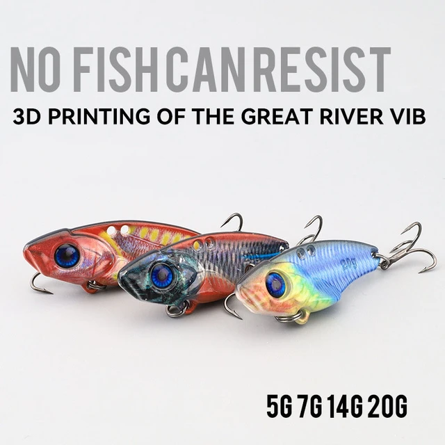 3D Metal VIB Lure 7g 10g 15g 20g Vibrating Fishing Lures Spoon