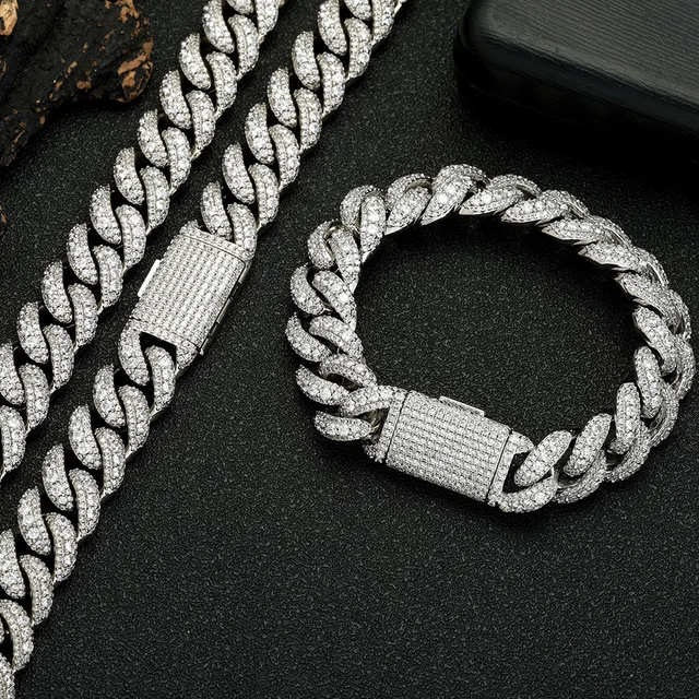 Collana E Bracciale Cubana Hip Hop - Acciaio Titanio Larghezza 9mm - Foto 7