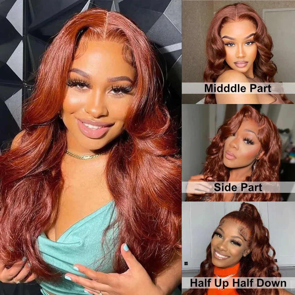 13x6 Lace Frontal Wig 13x4 Reddish Brown Body Wave Lace Front Human Hair Wig 30 Inch Brazilian Human Hair Wigs 4x4 Closure