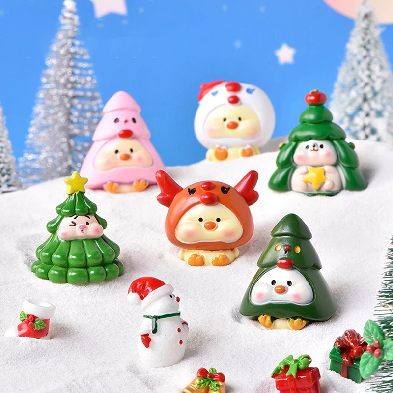 

Christmas Tree Elk Deer Snowman Figurine Model Garden Fairy Decor DIY Accessories Home Decoration Miniature Dollhouse Craft