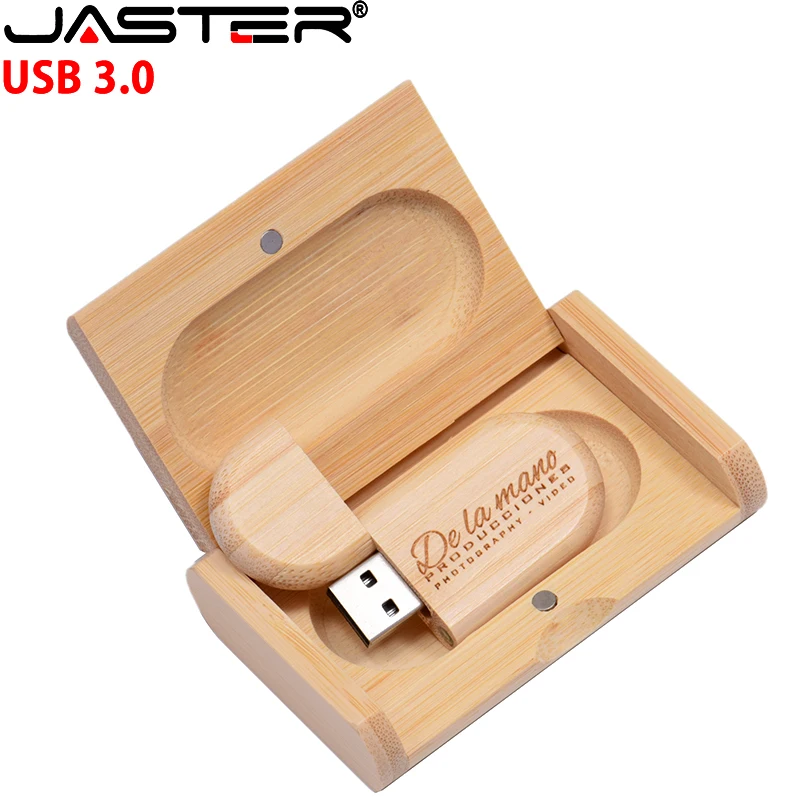 JASTER USB 3.0 wooden Box pen drive Free custom logo USB Flash Drive Bamboo Pendrive Wedding gift Memory stick 128GB 32GB 64GB