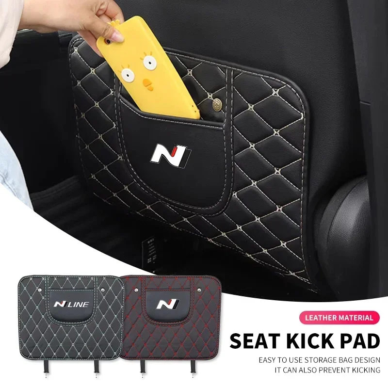 N Line Logo Car Seat Back Anti-Dirty Pad Cover Protector Anti Kick Mat Storage Bag Per Hyundai I30 I40 Ix35 Coupe Sonata Elantra