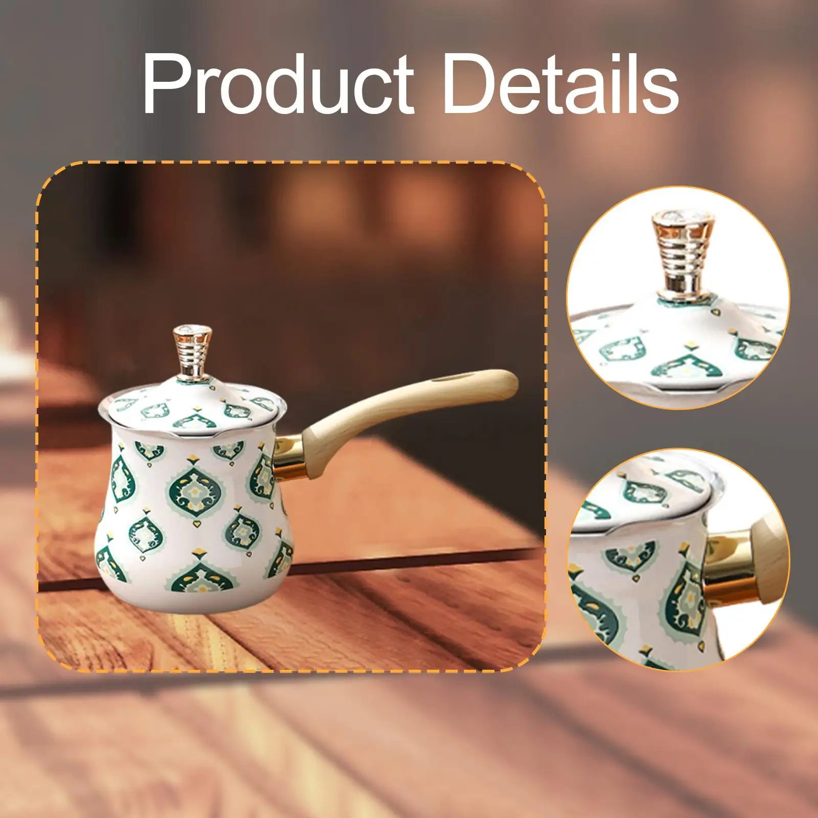 Turkish Coffee Pot Coffee Maker Melting Pot Arabic Butter Warmer with Long Handle for Cafe, Office, Restaurant Kitchen