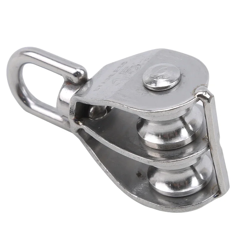 1pcs Stainless Steel Pulley M15/M25 Single Wheel Swivel Lifting Rope Pulley Set Bearing Lifting Wheel Tools Manual Rope Lift 4