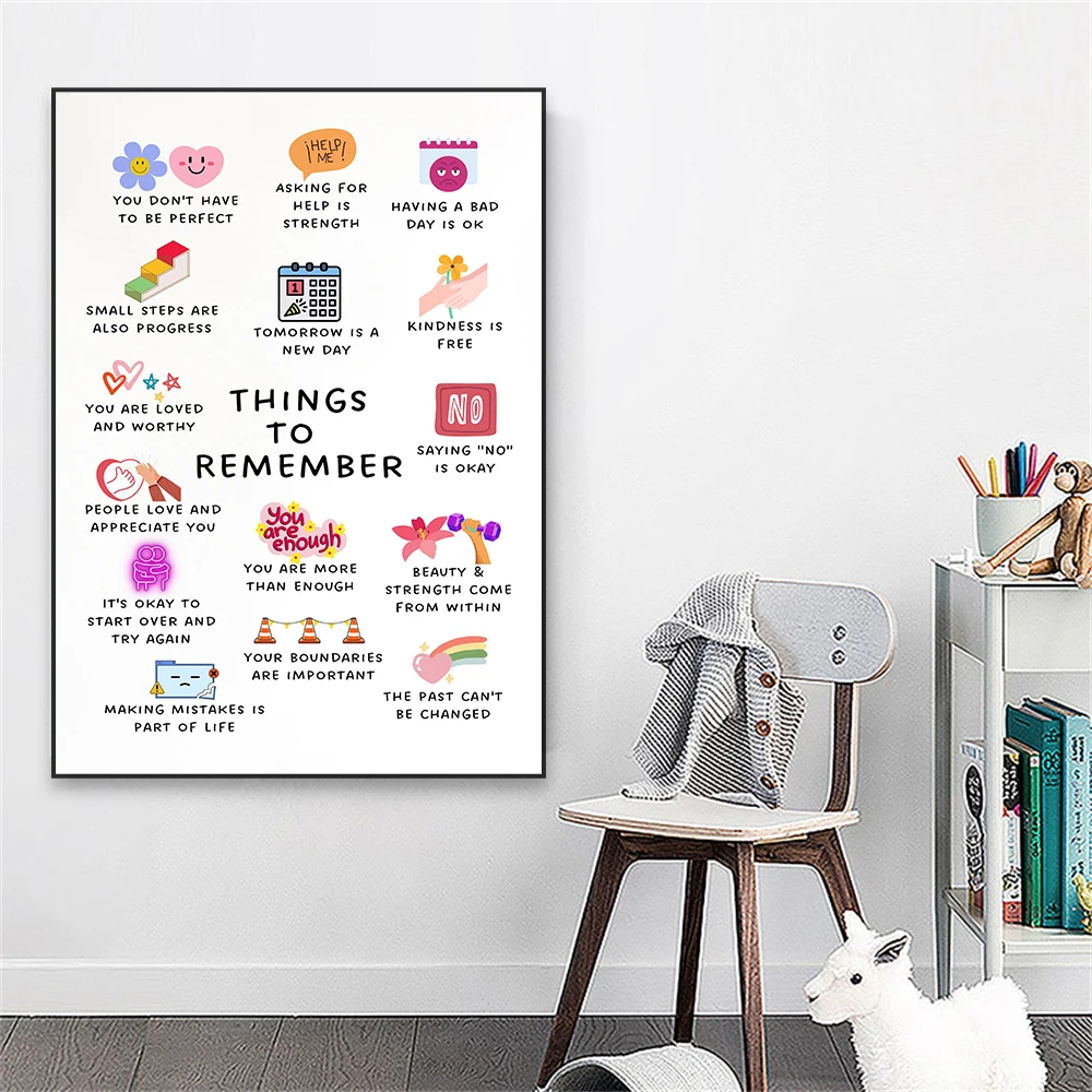 Mental Health Wall Art Canvas Poster Stampa Cose Da Ricordare Citazioni Wall Art Canvas Painting Home Reading Room Decor
