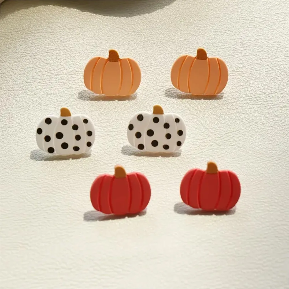 3 Pairs/Set Halloween Vintage Pumpkin Design Earrings for Women Cute Acrylic Ear Perfect for Parties&Gifts