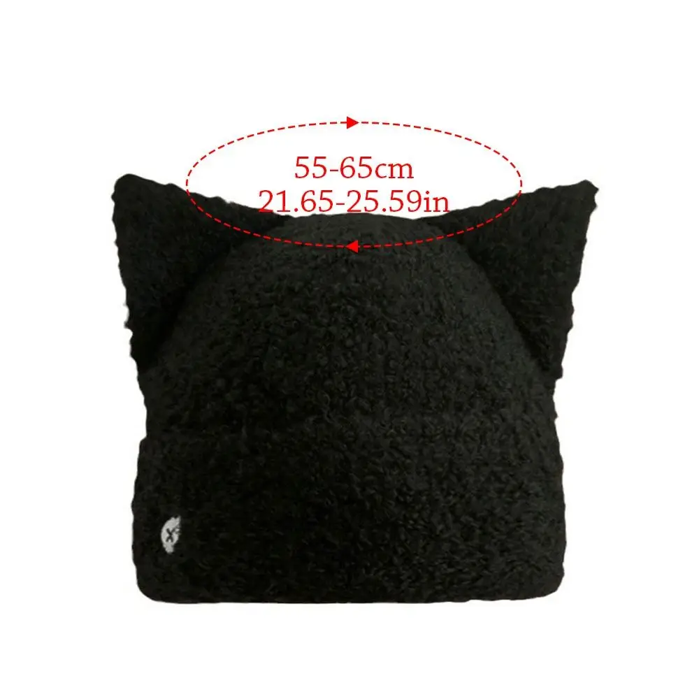 New Y2k Cat Ear Beanies Warm Ear Protection Plush Knitted Hat Soft Love Embroidered Warm Hat Autumn and Winter 6